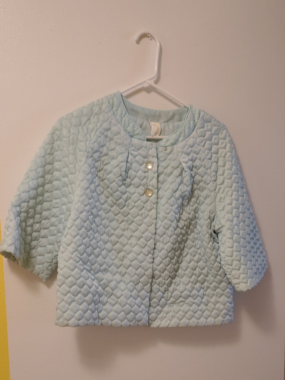 Barbizon Vintage Satin Light Blue Quilted Jacket - Women M